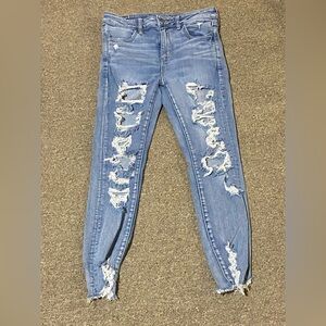 American Eagle Outfitters Light Blue Distressed Skinny Jeans